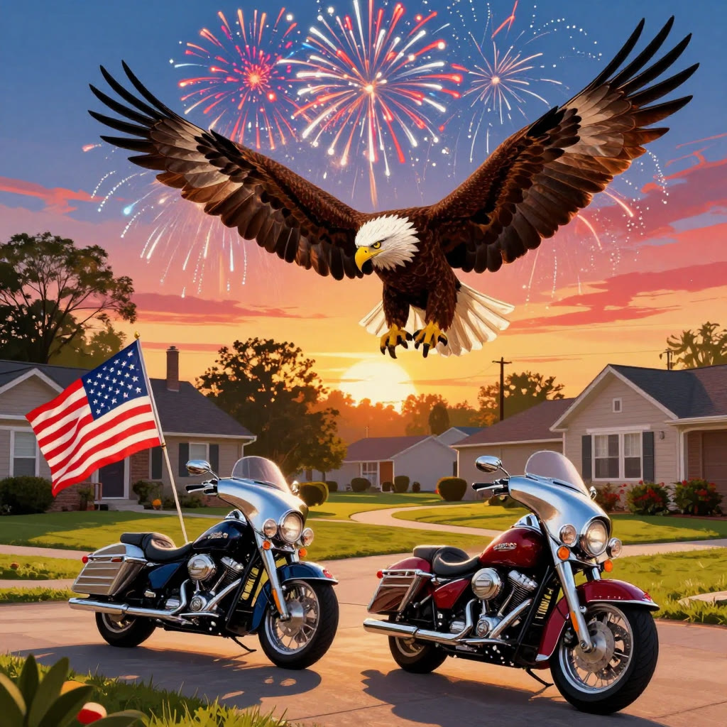 MERICA 250 album cover — bald eagle over the cul-de-sac